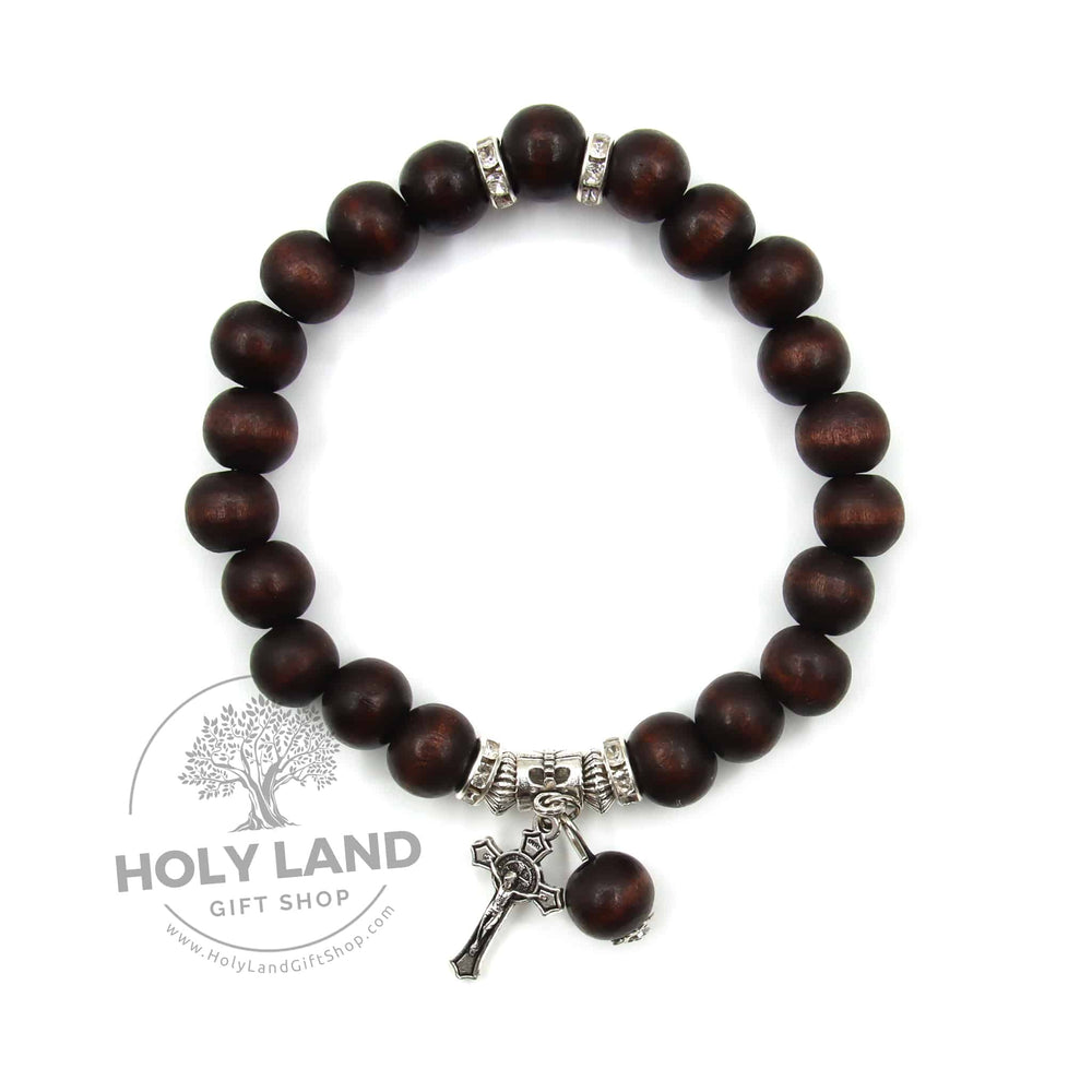 
                  
                    Load image into Gallery viewer, Holy Land Handmade Aleppo Fleurie Cross Bracelet Top View
                  
                