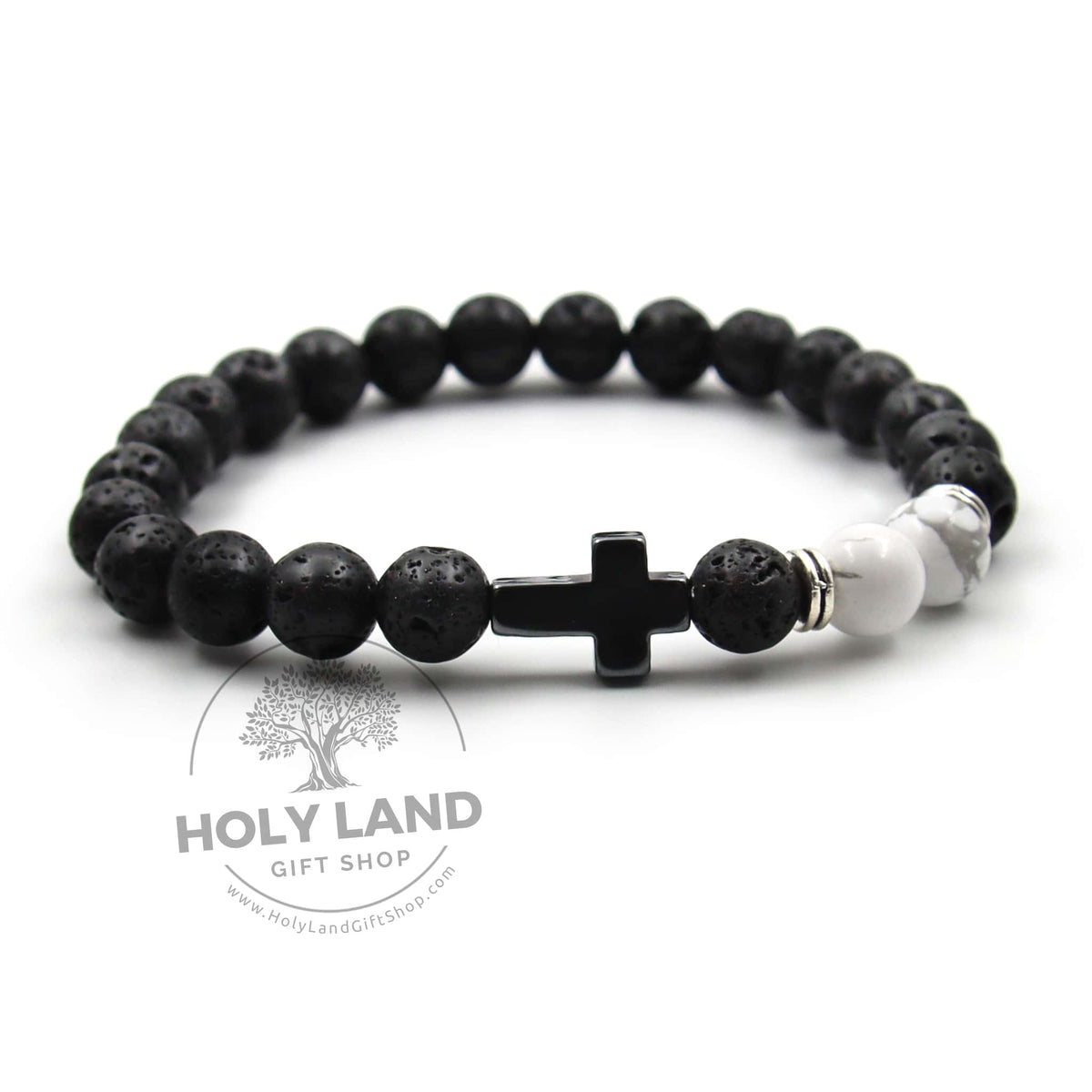 Thira Stone White Turquoise Hematite Bracelet - Holy Land Gift