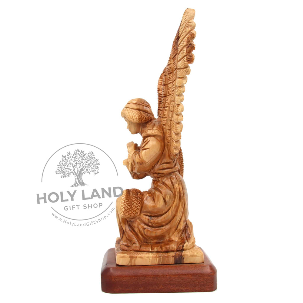 Angel with Wings Bethlehem Olive Wood Statue Side View