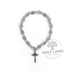 Handmade Biblical Symbol Rosary Charm Bracelet with Box from the Holy Land Top View