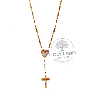
                  
                    Load image into Gallery viewer, Hand Carved Holy Land Wall Rosary in Olive Wood Wall View
                  
                