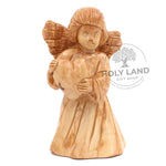 Heart Angel Carved in Bethlehem Olive Wood from the Holy Land Front View