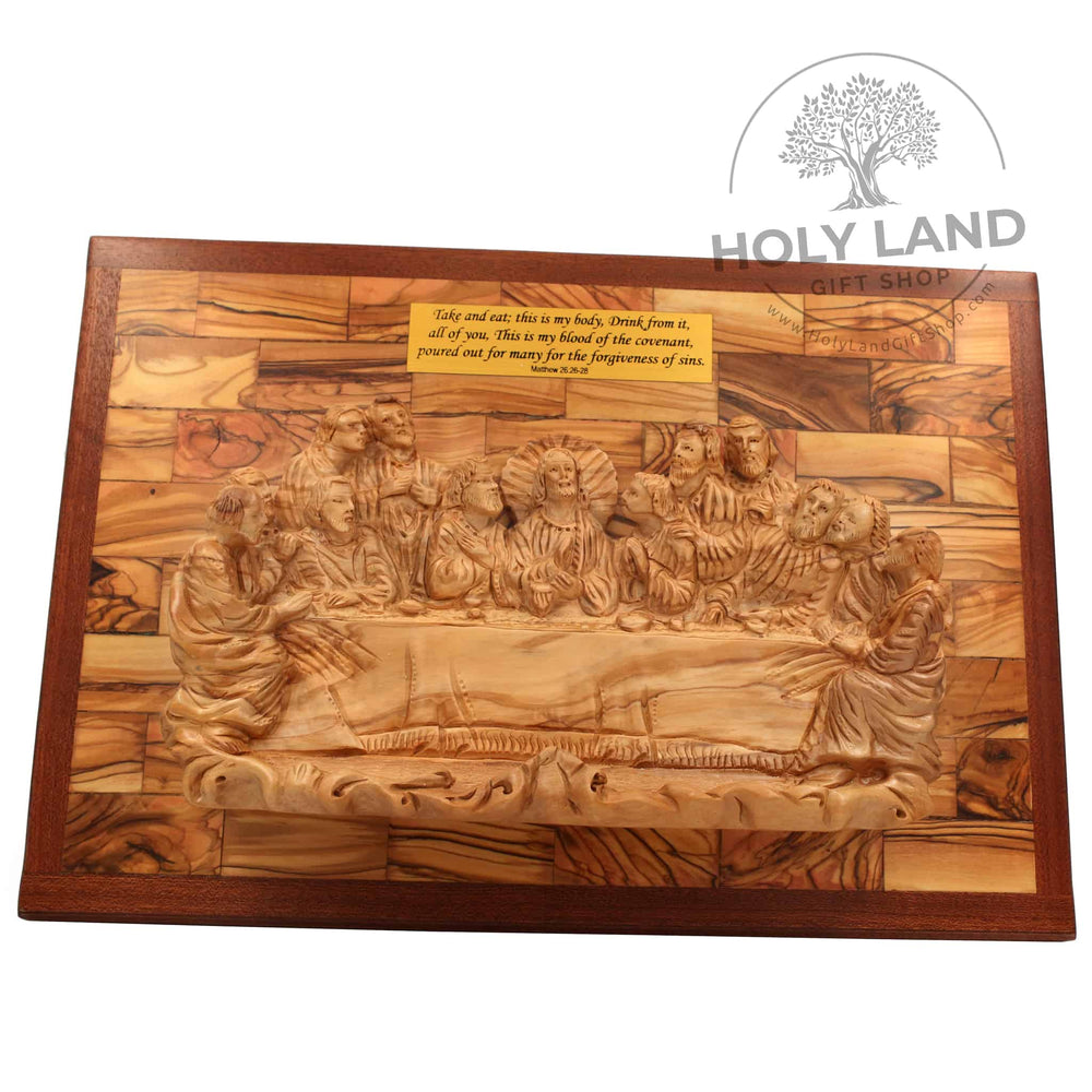 Last Supper Bethlehem Olive Wood Wall Plaque from the Holy Land Front View