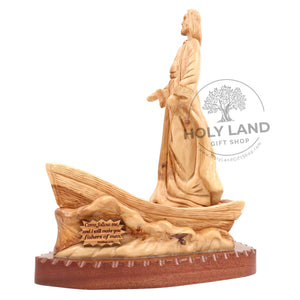 
                  
                    Load image into Gallery viewer, Bethlehem Olive Wood Hand Carved Fisherman Boat from the Holy Land Side View
                  
                