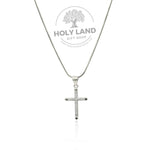 Sterling Silver 42 CM Necklace with Gemstone Cross from the Holy Land