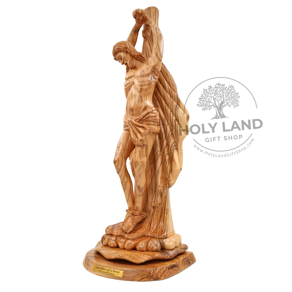
                  
                    Load image into Gallery viewer, The Sacrifice of Christ in Solid Olive Wood Statue from the Holy Land Side View
                  
                