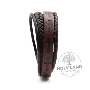 
                  
                    Load image into Gallery viewer, Aftimos Holy Land Genuine Layered Leather Bracelet Main View
                  
                