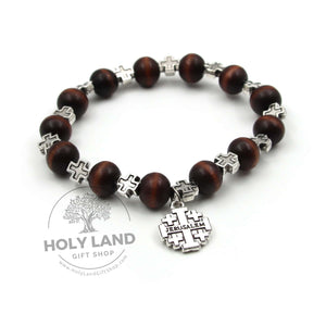 
                  
                    Load image into Gallery viewer, Aleppo Jerusalem Cross Charm Bracelet from Jerusalem in the Holy Land Front View
                  
                