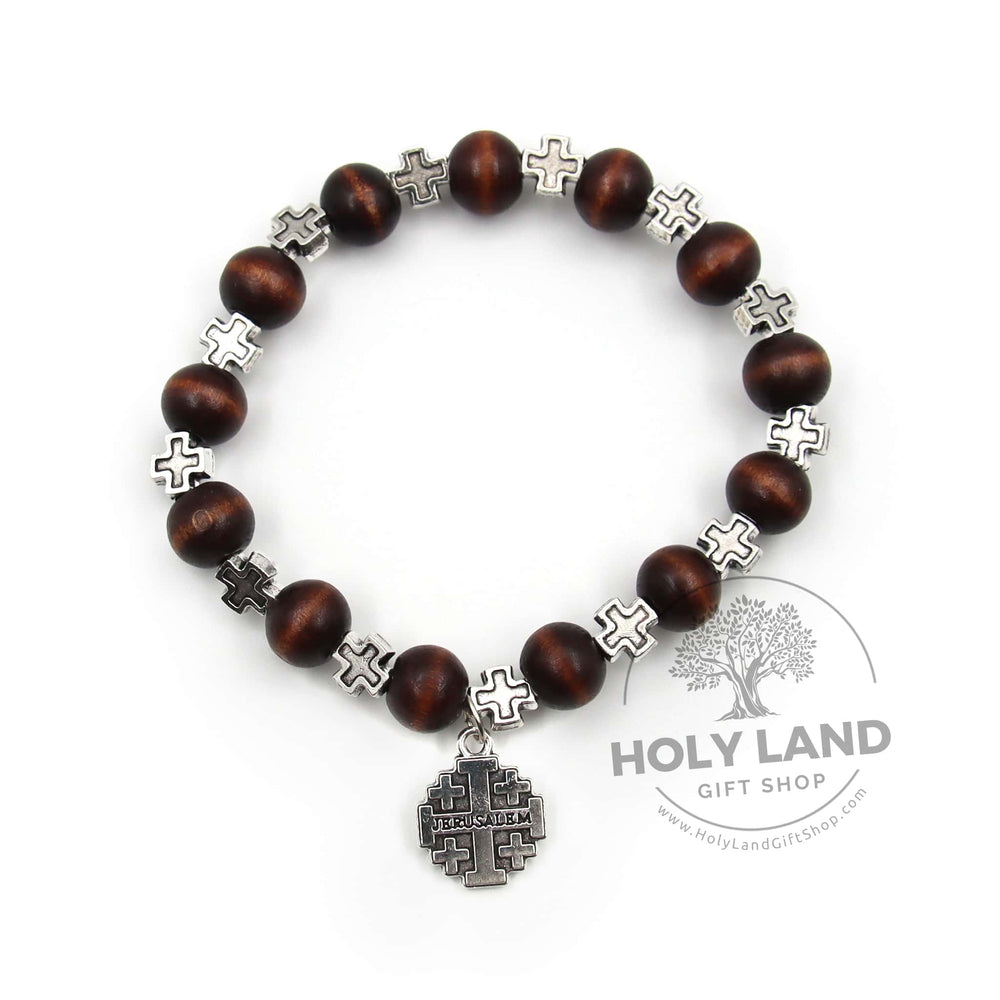 
                  
                    Load image into Gallery viewer, Aleppo Jerusalem Cross Charm Bracelet from Jerusalem in the Holy Land Top View
                  
                