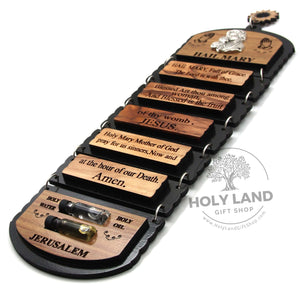 
                  
                    Load image into Gallery viewer, Hail Mary Olive Wood Hanging Holy Land Gift Shop Top View
                  
                