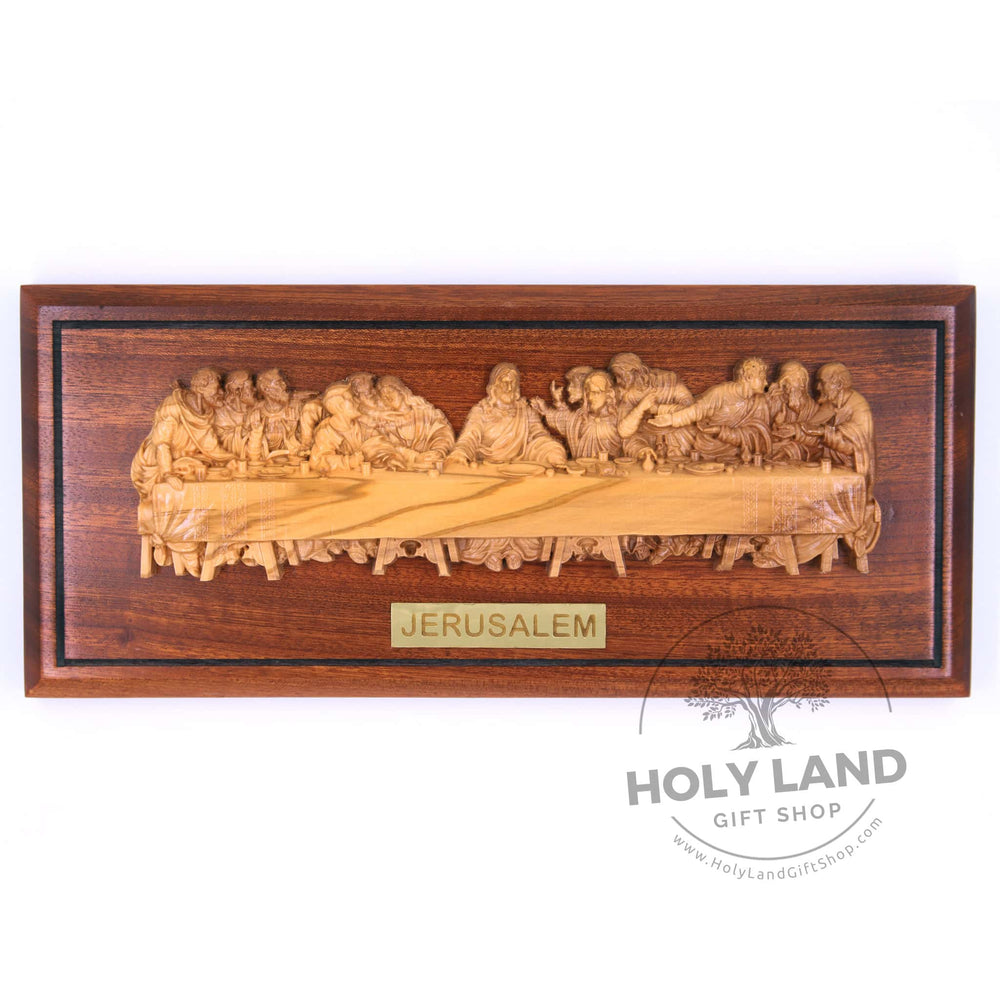 Last Supper Bethlehem Olive Wood Wall Hanging Plaque from the Holy Land Front View