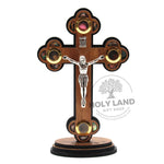 Olive Wood Mother of Pearl Stand Cross with Holy Elements Holy Land Gift Shop