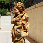 Bethlehem Olive Wood Statue of Virgin Mary and The Baby Jesus Holy Land Gift Shop