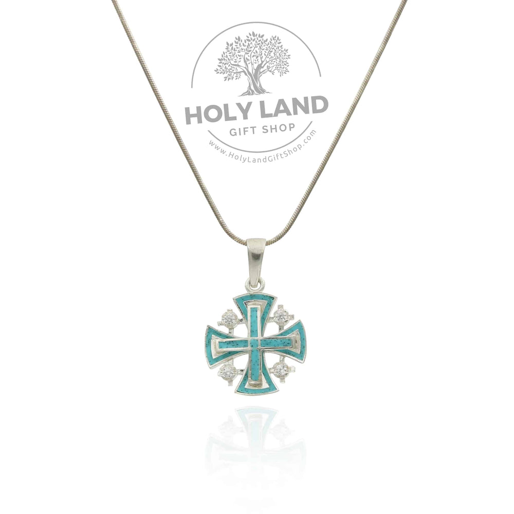 Handmade Jerusalem Cross Necklace in Silver 