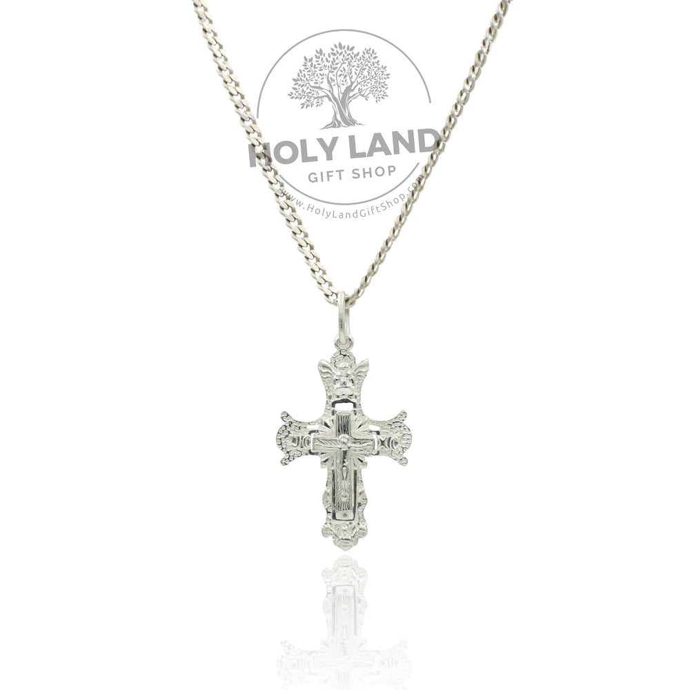 Handmade 57 CM Sterling Silver Cross Necklace from the Holy Land