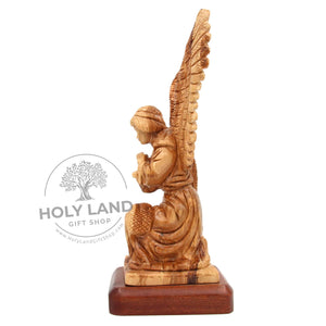 
                  
                    Load image into Gallery viewer, Angel with Wings Bethlehem Olive Wood Statue Side View
                  
                