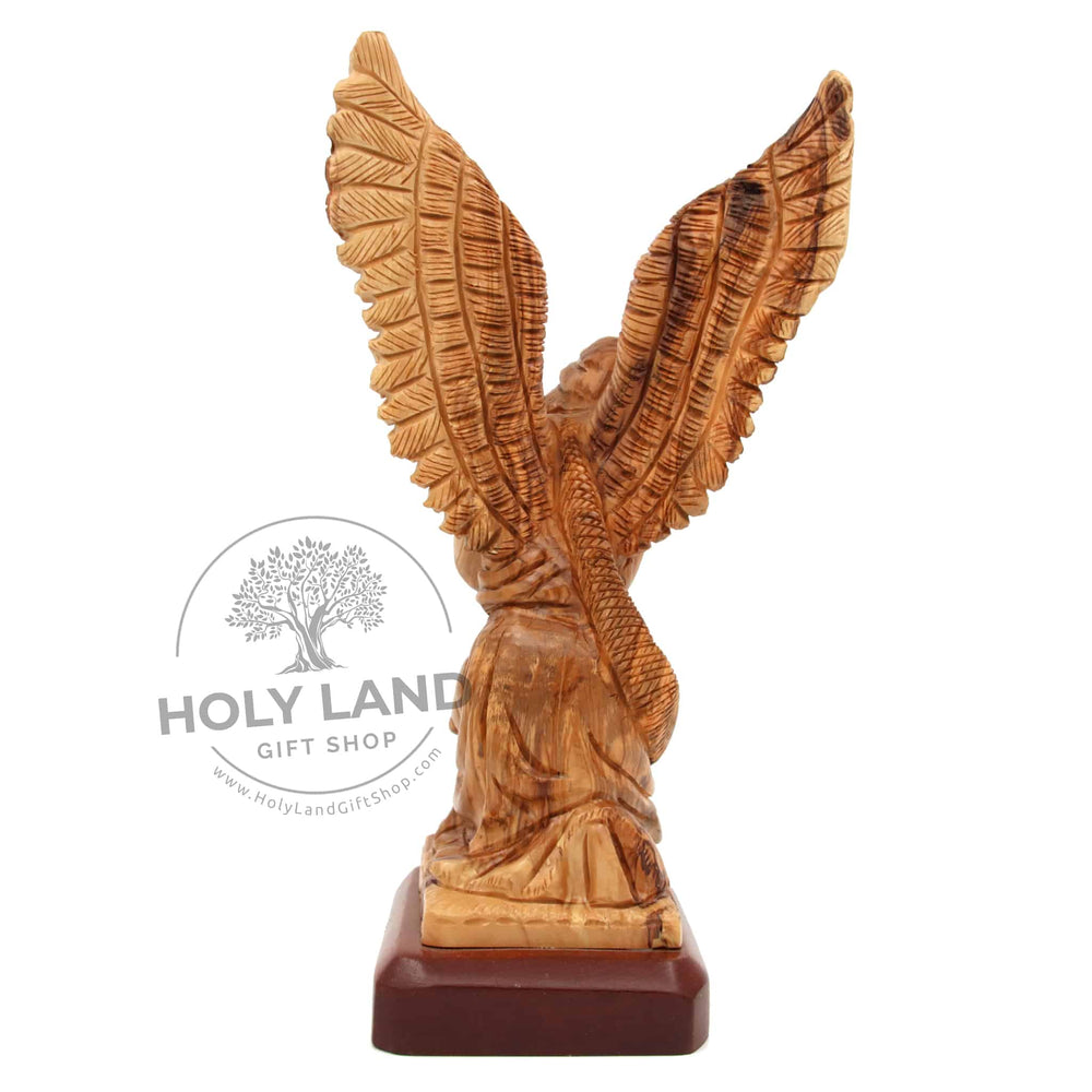 
                  
                    Load image into Gallery viewer, Angel with Wings Bethlehem Olive Wood Statue Back View
                  
                