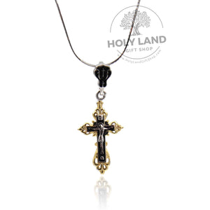 
                  
                    Load image into Gallery viewer, Gold Plated Cross Fleury from the Holy Land Front View
                  
                