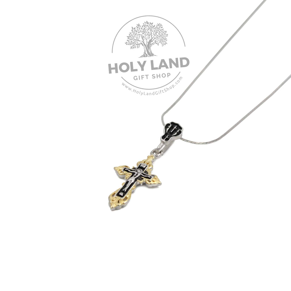 
                  
                    Load image into Gallery viewer, Gold Plated Cross Fleury from the Holy Land Side View
                  
                