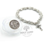 Handmade Biblical Symbol Rosary Charm Bracelet with Box from the Holy Land Left View