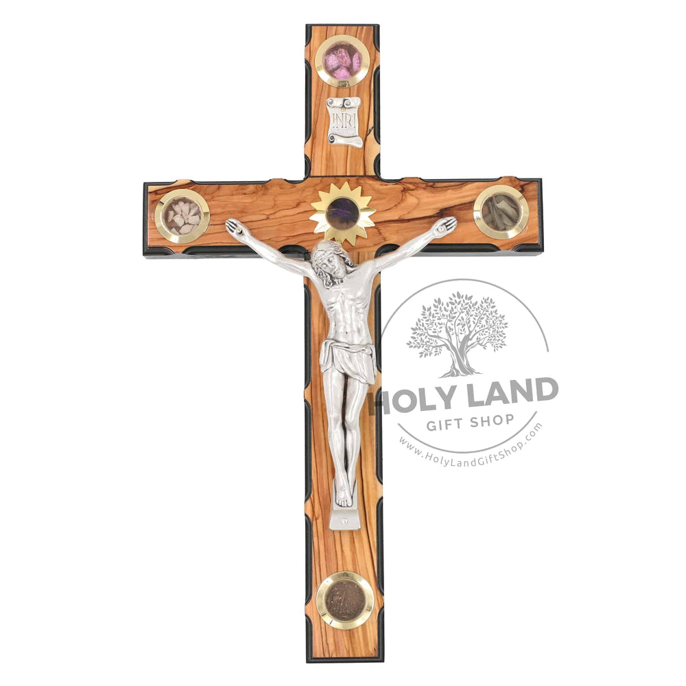  Holy Land Market Olive Wood Cross The Cross of The Fourteen  Stations W/Crucifix (7 h) : Home & Kitchen