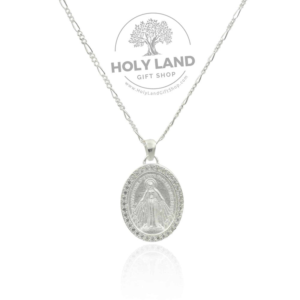 Blessed Virgin Mary Silver Pendant-Style Necklace