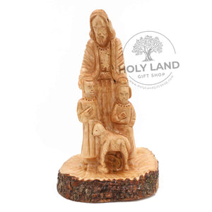 
                  
                    Load image into Gallery viewer, Carved Bethlehem Olive Wood Jesus with Children Front View
                  
                