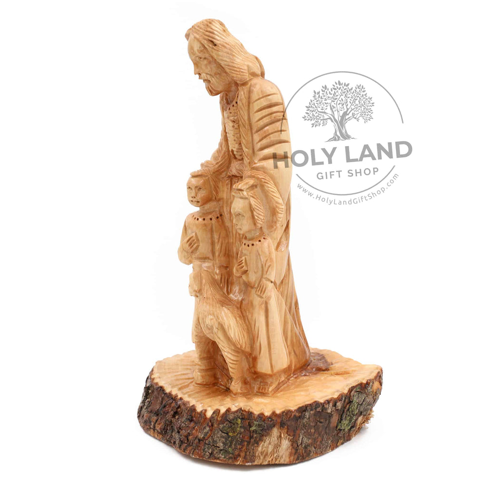 
                  
                    Load image into Gallery viewer, Carved Bethlehem Olive Wood Jesus with Children Side View
                  
                