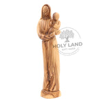 Carved Bethlehem Olive Wood of Virgin Mary with Baby Jesus Front View
