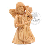 Cello Angel Carved in Bethlehem Olive Wood Front View