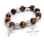 Chalcedony Natural Biblical Stone Rosary Bracelet from the Holy Land Left View 