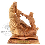 Christ is Our Savior Hand Carved Bethlehem Olive Wood Statue Front View