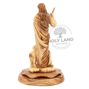 
                  
                    Load image into Gallery viewer, Christ the Good Shepherd Bethlehem Olive Wood Statue Back View
                  
                