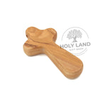 Comfort Handheld Cross of Olive Wood from the Holy Land Side View