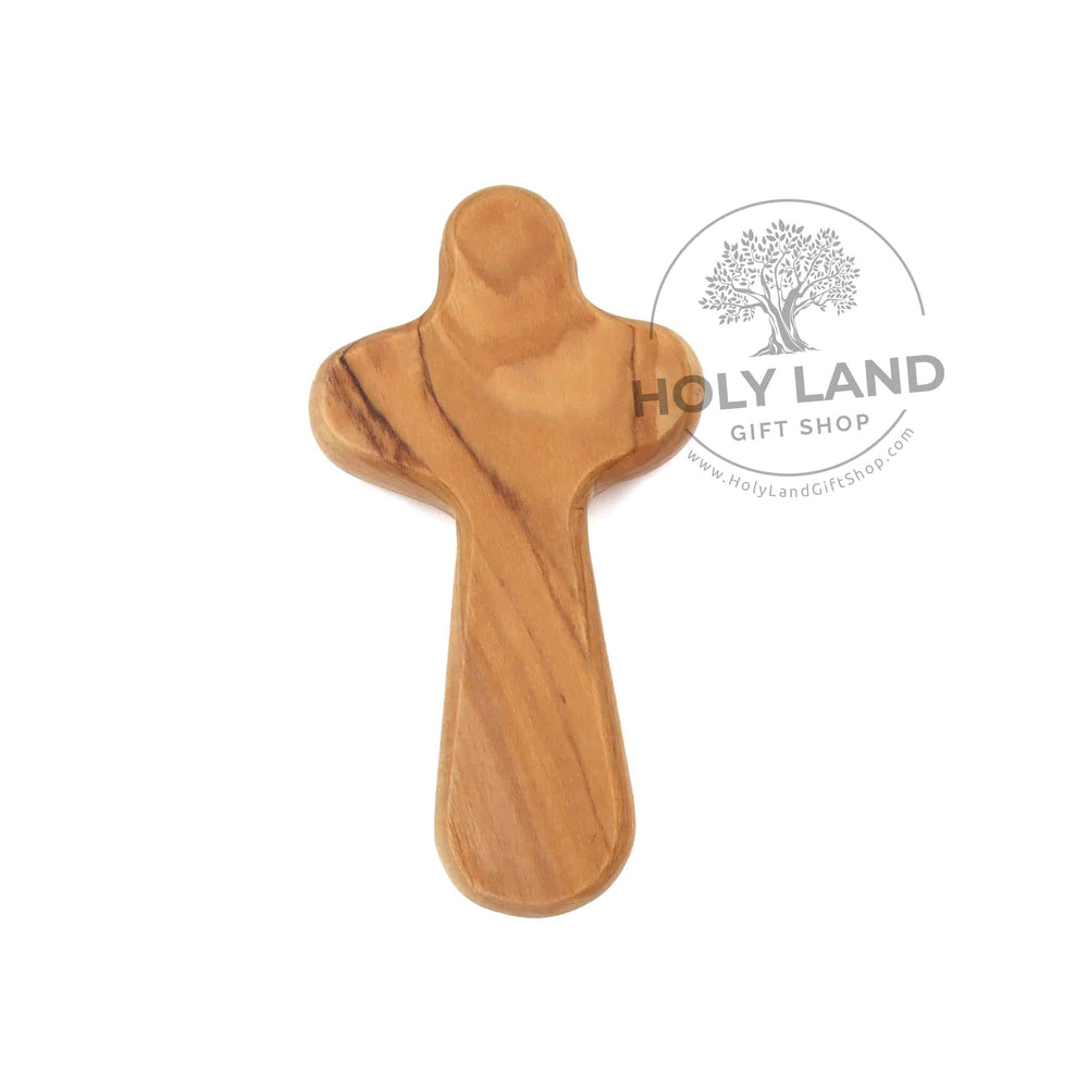 Comfort Handheld Cross of Olive Wood from the Holy Land Front View