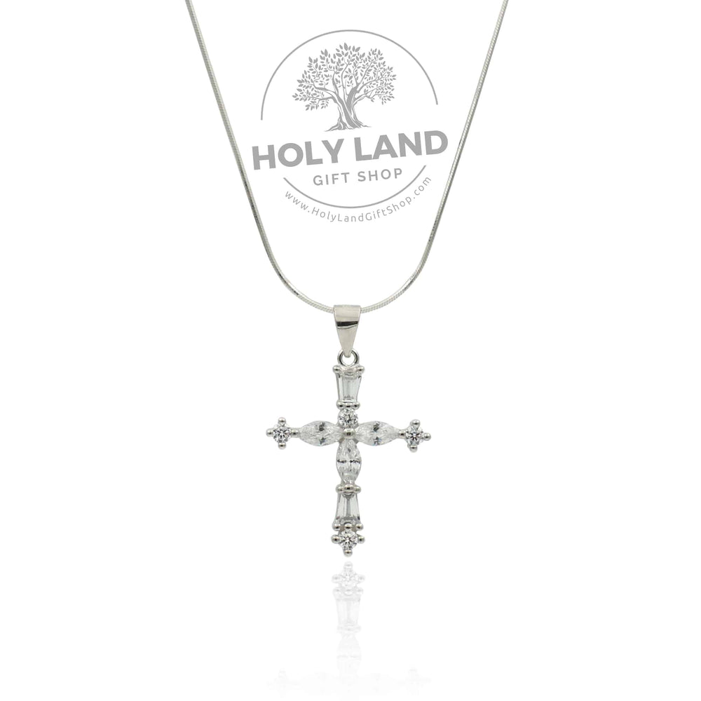Holy Land Cross Pendant with Gemstones and Sterling Silver