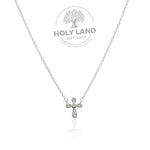 Holy Land Cross with White Gemstone and 925 Sterling Silver