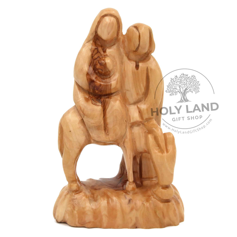 Flight into Egypt Hand Made Bethlehem Olive Wood Statue Front View
