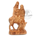Flight into Egypt Hand Carved Bethlehem Olive Wood Statue Front View
