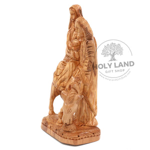 
                  
                    Load image into Gallery viewer, Flight into Egypt Hand Carved Bethlehem Olive Wood Statue Side View
                  
                