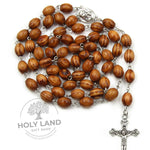 handmade Four Hearts Olive Wood Rosary with Jerusalem Soil Top View