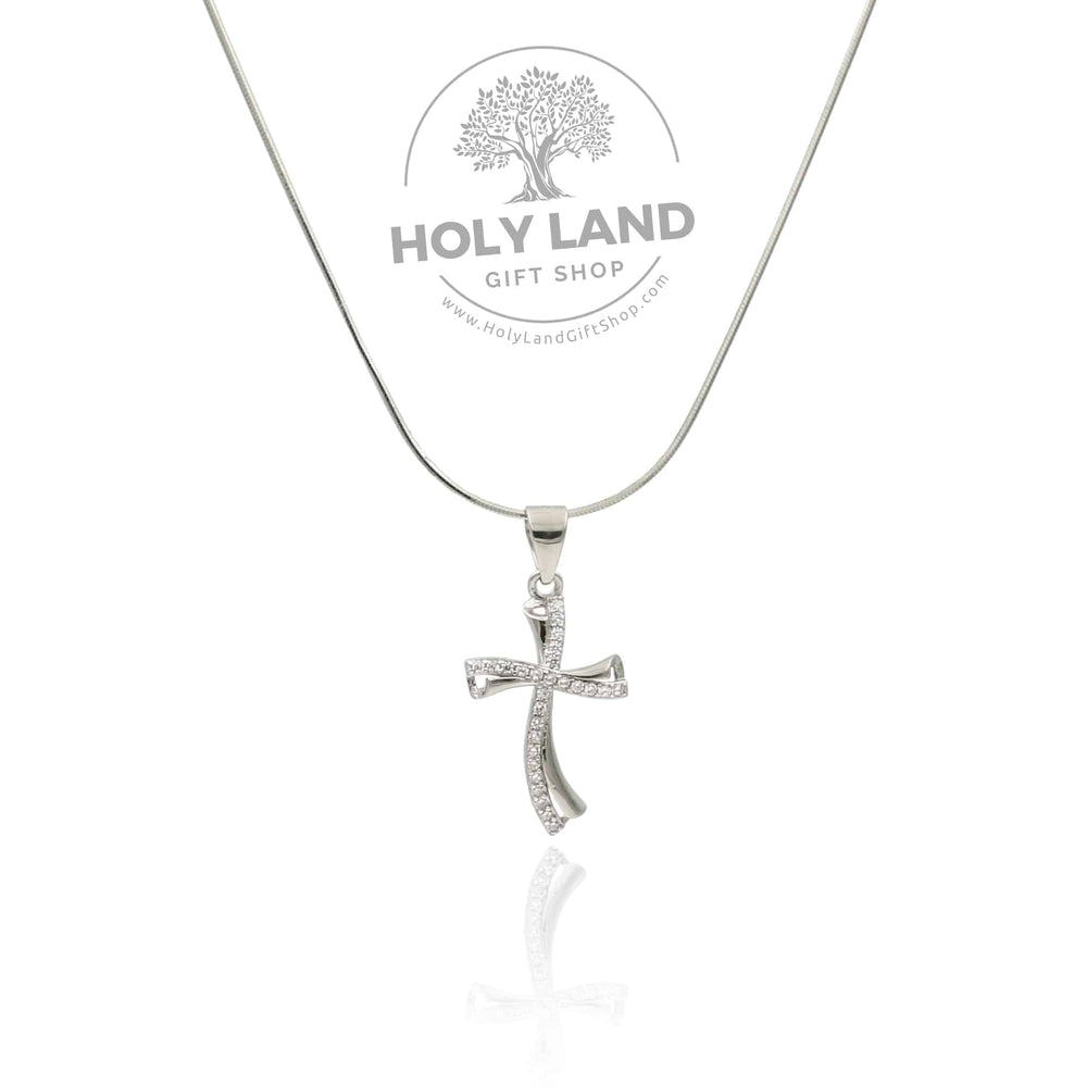 Gemstone Handmade Sterling Silver Cross Pendant from the Holy Land