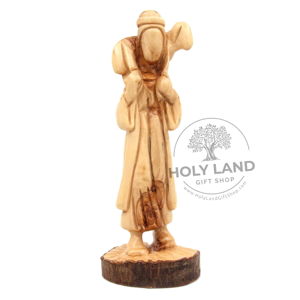
                  
                    Load image into Gallery viewer, Good Shepherd Abstract Carved in Bethlehem Olive Wood Front View
                  
                