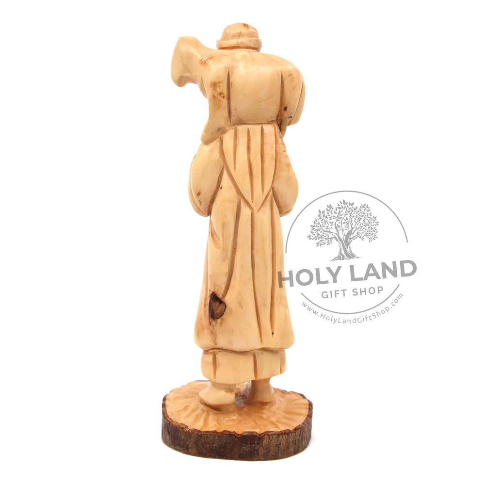 
                  
                    Load image into Gallery viewer, Good Shepherd Abstract Carved in Bethlehem Olive Wood Back View
                  
                