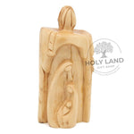 Hand Carved Jerusalem Olive Wood Holy Family Candle Artifact Front View