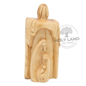 
                  
                    Load image into Gallery viewer, Hand Carved Jerusalem Olive Wood Holy Family Candle Artifact Front View
                  
                