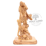 Hand Carved Holy Land Olive Wood Jesus with Children Statue