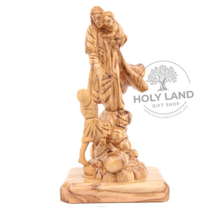 
                  
                    Load image into Gallery viewer, Hand Carved Holy Land Olive Wood Jesus with Children Statue
                  
                