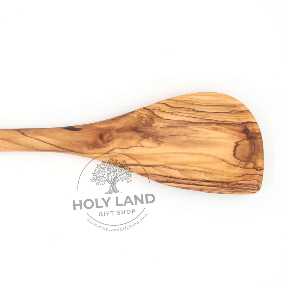 Holy Land Hand carved Olive Wood Mixing Spoon Close Up View