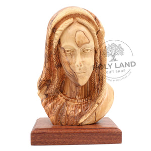 
                  
                    Load image into Gallery viewer, Hand-Carved Bethlehem Olive Wood of Virgin Mary Head from the Holy Land Front View
                  
                